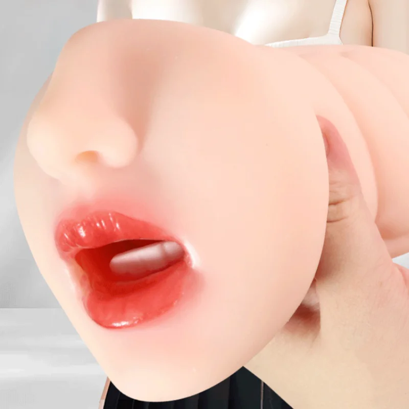 Automatic Vibration Sex toy for Men Realistic Adult Product Sucking Voice Male Masturbator Cup Artificial Oral Sextoy Mouth Doll