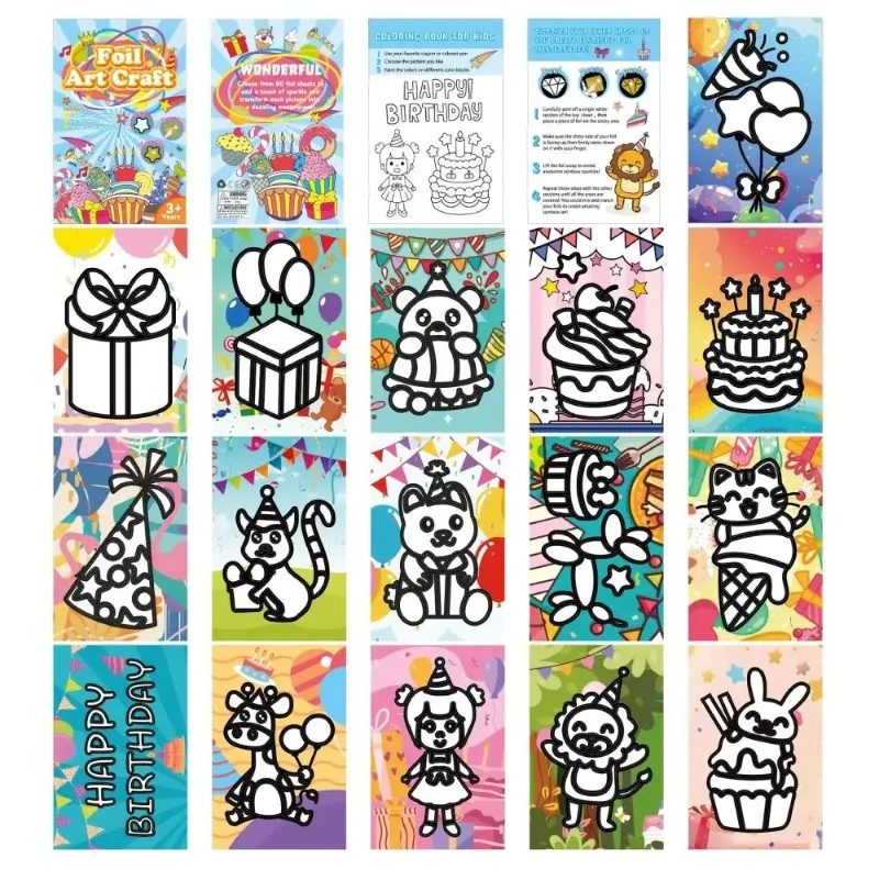 Bricolage transfert magique peinture Mini livre de coloriage enfants feuille artisanat jouets éducatifs dessin animé Montessori dessin cadeaux d'anniversaire