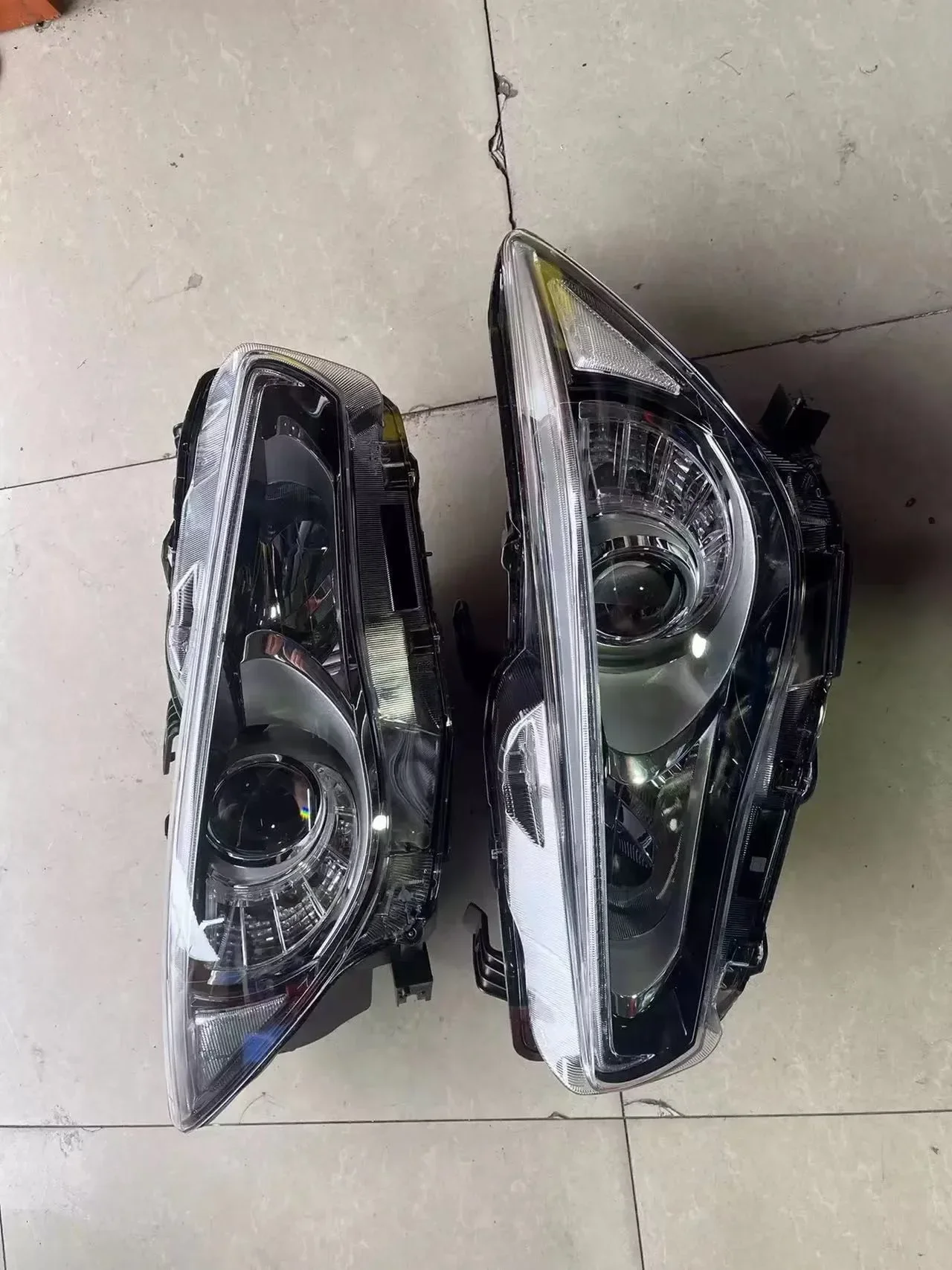 سيارة Led العلوي كشافات النهار تشغيل DRL رئيس مصباح منخفضة عالية شعاع بدوره إشارة لإنفينيتي q50l 15-21 #6