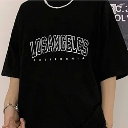 Los Angeles Print Casual Sports T Shirt Soft Crew Neck Top Short Sleeve Tee Women Clothing Summer T Shirt Outdoor Jogging Shirt