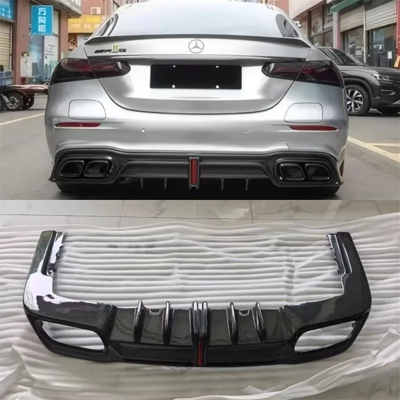 

For Benz E Class E43 E63 W213 AMG 2016-2024 Real Carbon Fiber Rear Bumper Lip Diffuser Exhaust Splitters Spoiler Body Kit