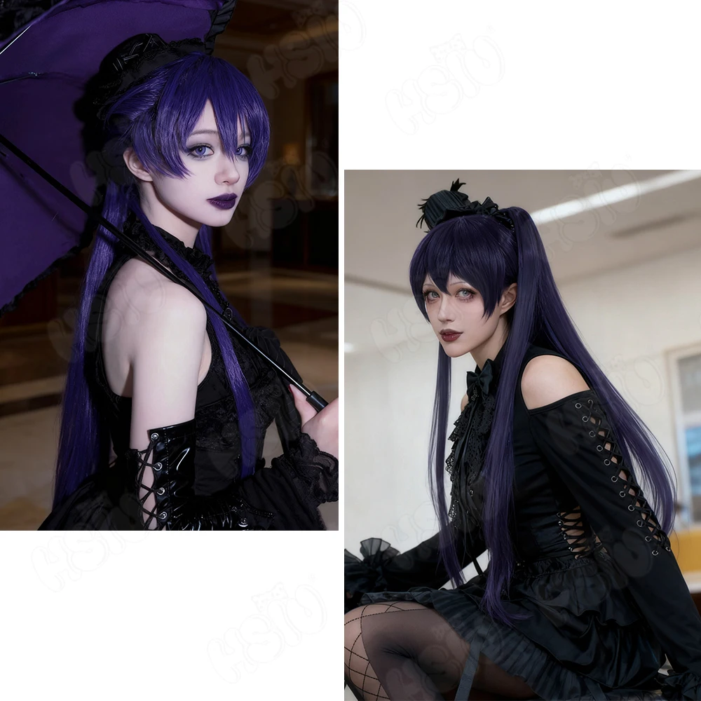 تسوموجي كانو شعر مستعار تأثيري الألياف شعر مستعار اصطناعي 「HSIU」 100 سنتيمتر أسود أرجواني شعر مستعار طويل + غطاء شعر مستعار لعبة متغير باركيد شعر مستعار تأثيري #2