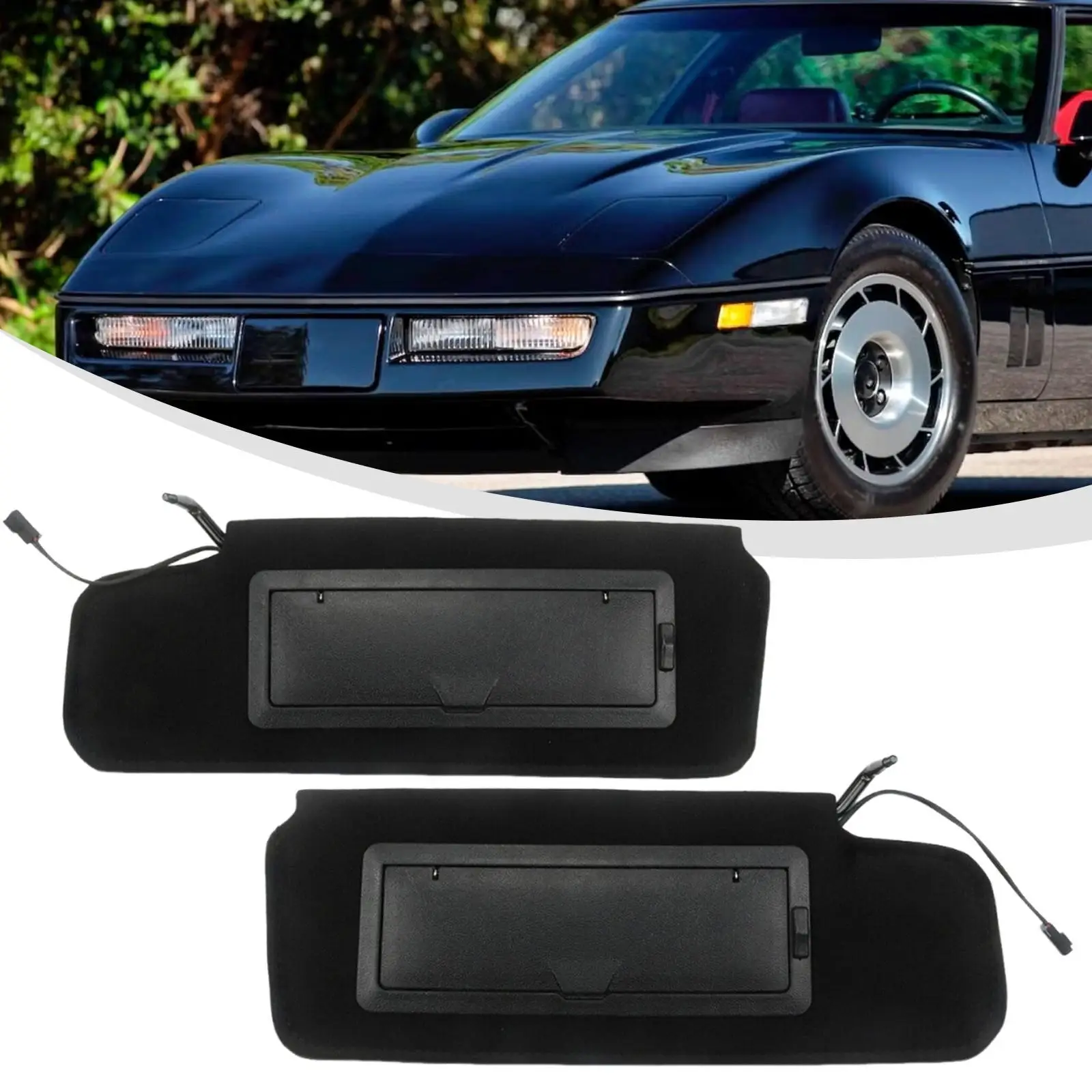 

Черные пластиковые солнцезащитные козырьки, простая установка, солнцезащитный козырек на лобовое стекло автомобиля с косметическим зеркалом для Chevrolet C4 Corvette