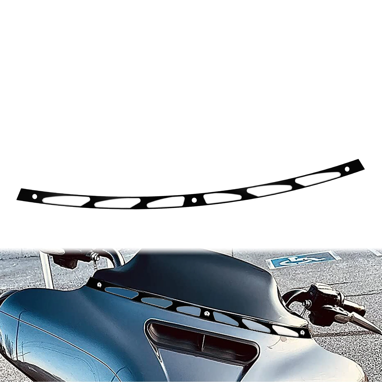 

Motorcycle Windshield Windscreen Trim CNC Black For Harley Touring 1996 2014-2023 Electra Glide Street Glide FLHX FLHTC