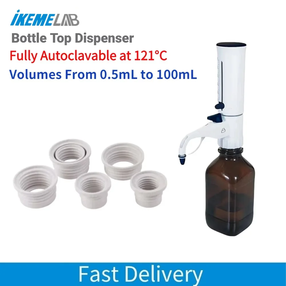 IEKEM Bottle Dispenser Autoclavable Adjustable 0.5 -100mL Large Bottle-top Dispenser  With Bottle Lab Equipment Supplies