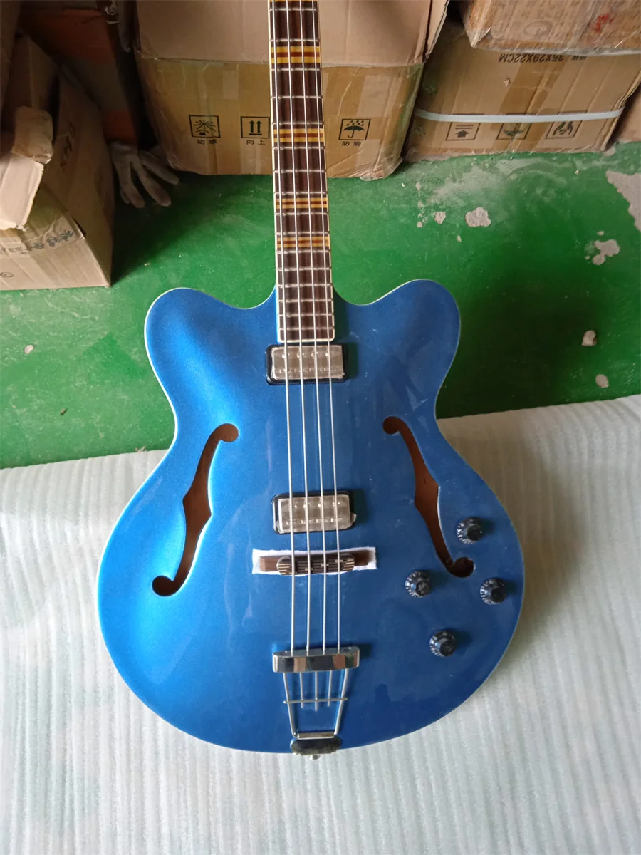 Electric Guitar Bass 4-string semi-hollow body blue Ocean Contemporary Verythin Bass Guitar