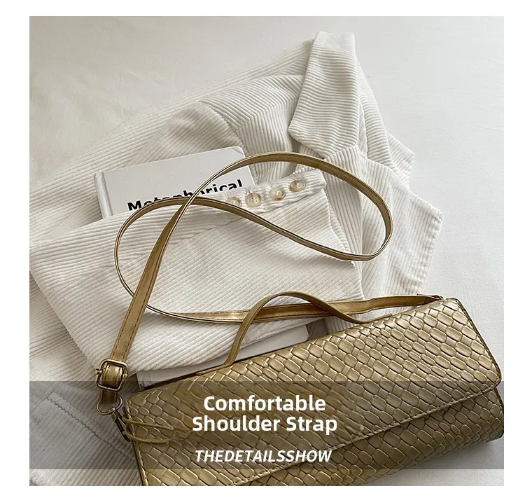 Bolso de Hombro Elegante con Textura Tejida, Estilo , Bolso de Mano para Cena, Bolso Cruzado para Mujer, Estilo Casua...