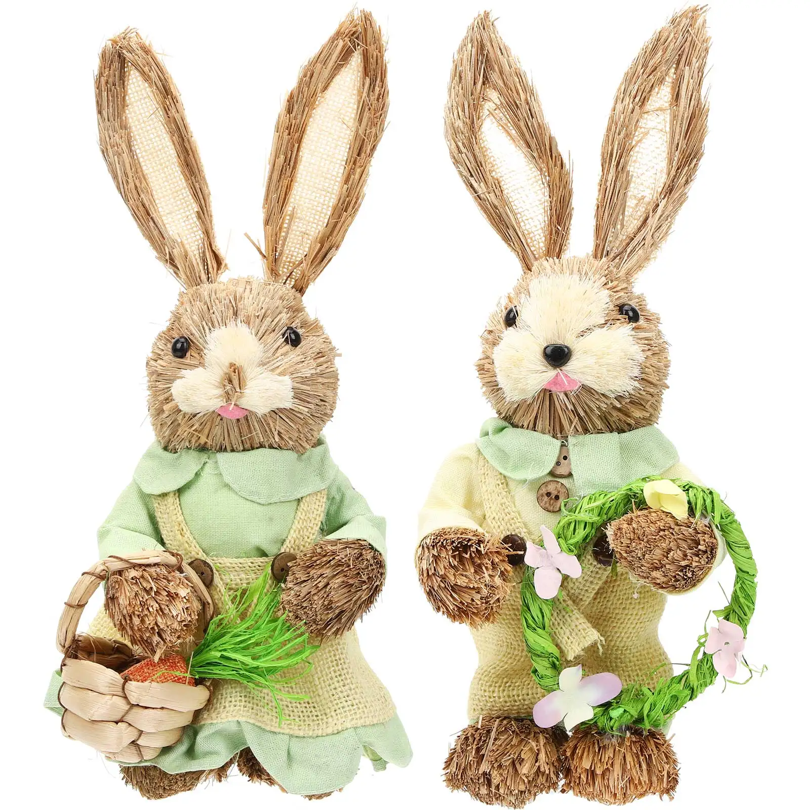 2 قطعة تمثال الأرنب ديكور جميل المنسوجة أرنب لحديقة المشهد داخلي في الهواء الطلق ديكور المنزل احتفالي الديكور القش المنسوجة الأرنب