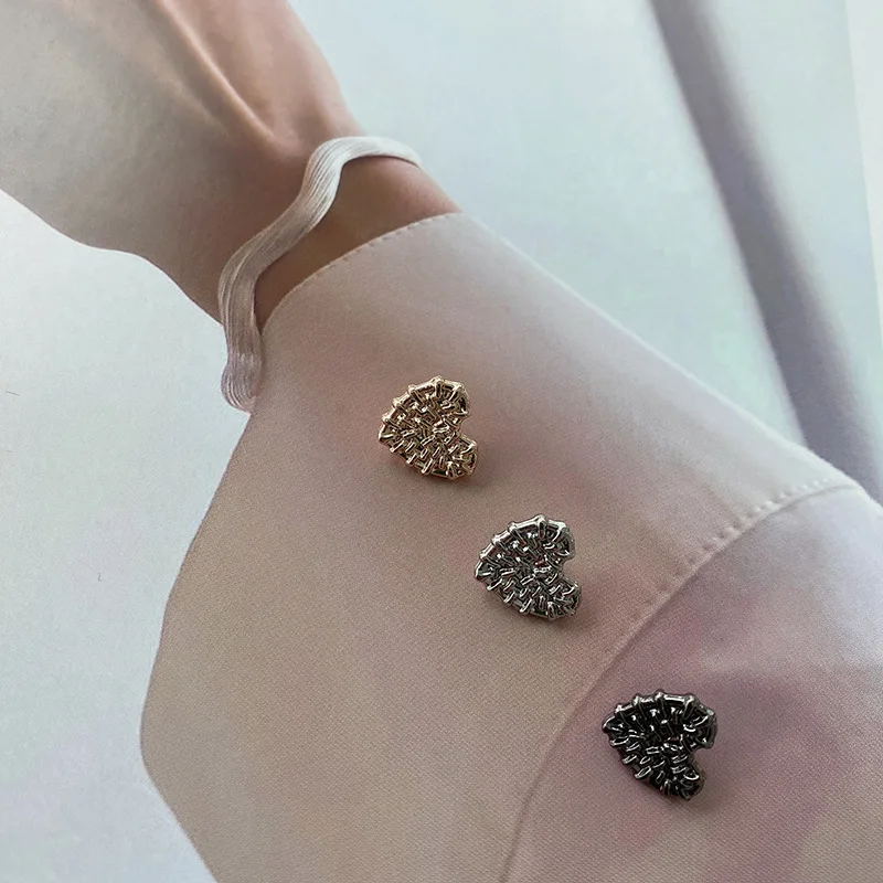 women's button Sewing Accessories Niche sense messy woven love buttons metal buttons summer shirt buttons sleeve collar 6pcs/lot