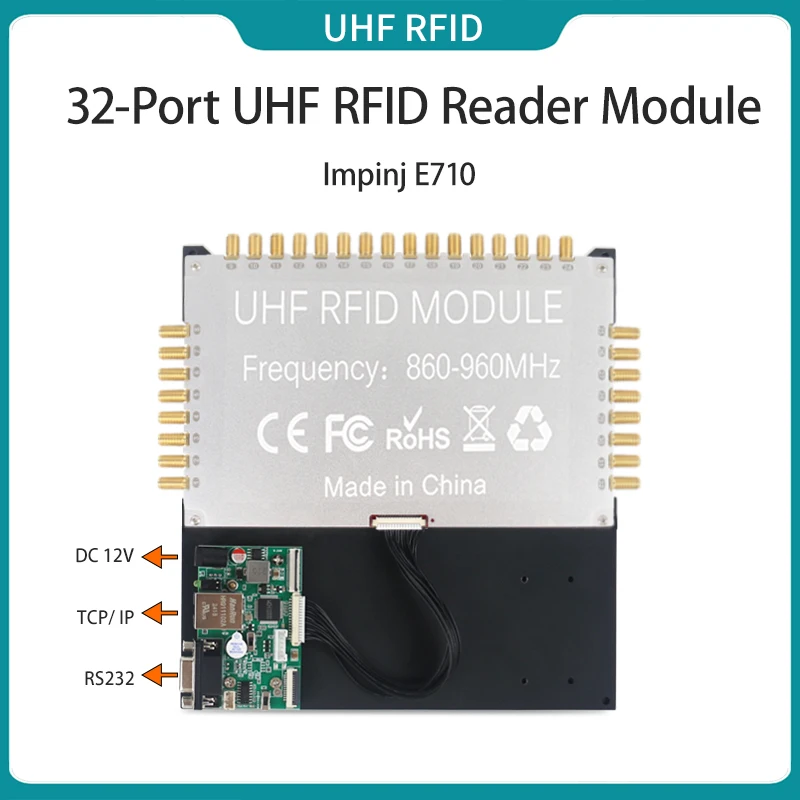

32-Port UHF RFID Reader Module Board ISO 18000-6C Long Distance E710 RFID Multi-port Module Support Development