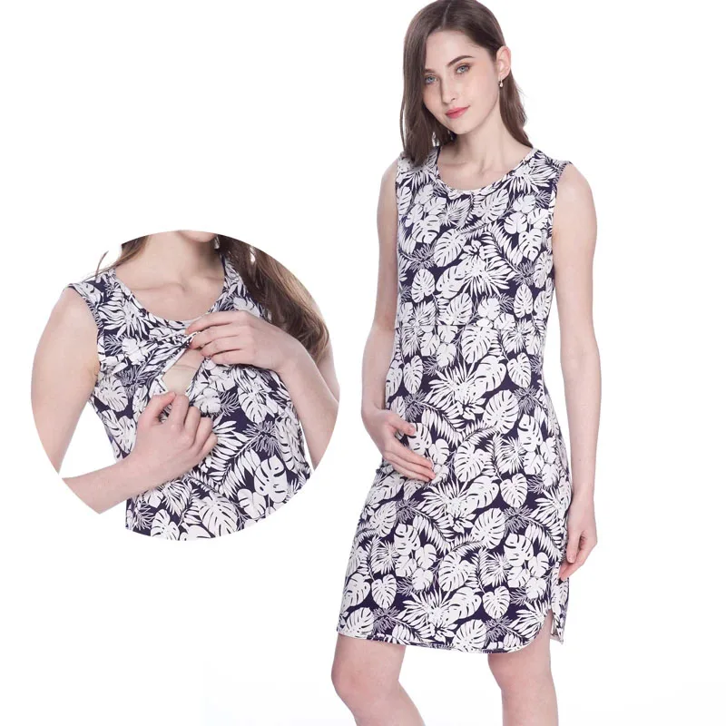 

Sleeveless Maternity Dress Summer Casual Floral Lactation Clothing Breastfeeding Nursing Dresses for Postpartum Pregnant