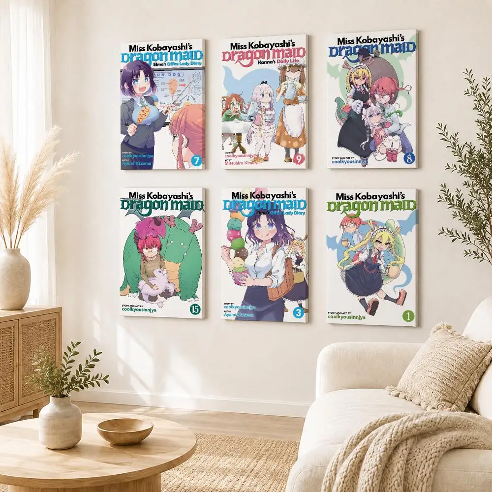 Classic Anime M-Miss Kobayashis Dragon Maid Poster Self Adhesive Aesthetic Wall Art Picture for Living Room Home Decoration Gift