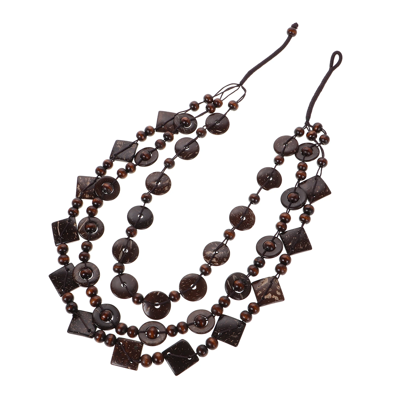 

Wooden Bead Necklace Handwoven Coconut Shell Retro Style Beach Jewelry Lightweight Comfortable Boho Necklaces Women Sea Necklace