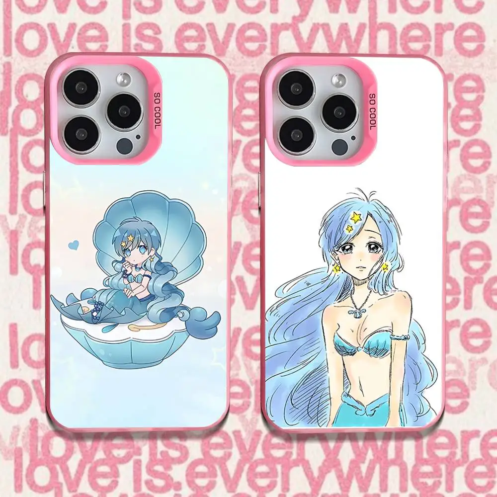 

M-Mermaid M-Melody Pichi Hanon Hosho Case For iPhone 16,15,14,13,12,11,Pro,XS,Max,Plus,Mini,SE Pink Candy Matte Shockproof Cover