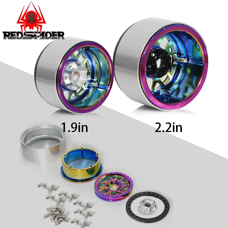 عجلات Beadlock مقاس 1.9 بوصة (4 قطع) - سبائك الألومنيوم لمحور SCX10/90046، TRX4، VS4-10، Redcat Gen8 - 1/10 RC الزاحف #5