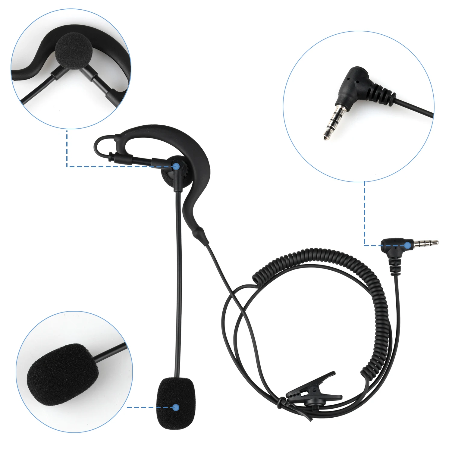 Auriculares con gancho para la oreja para Vnetphone EJEAS V4/V6 PLUS/PRO FBIM, intercomunicador de motocicleta, 1/3 piezas