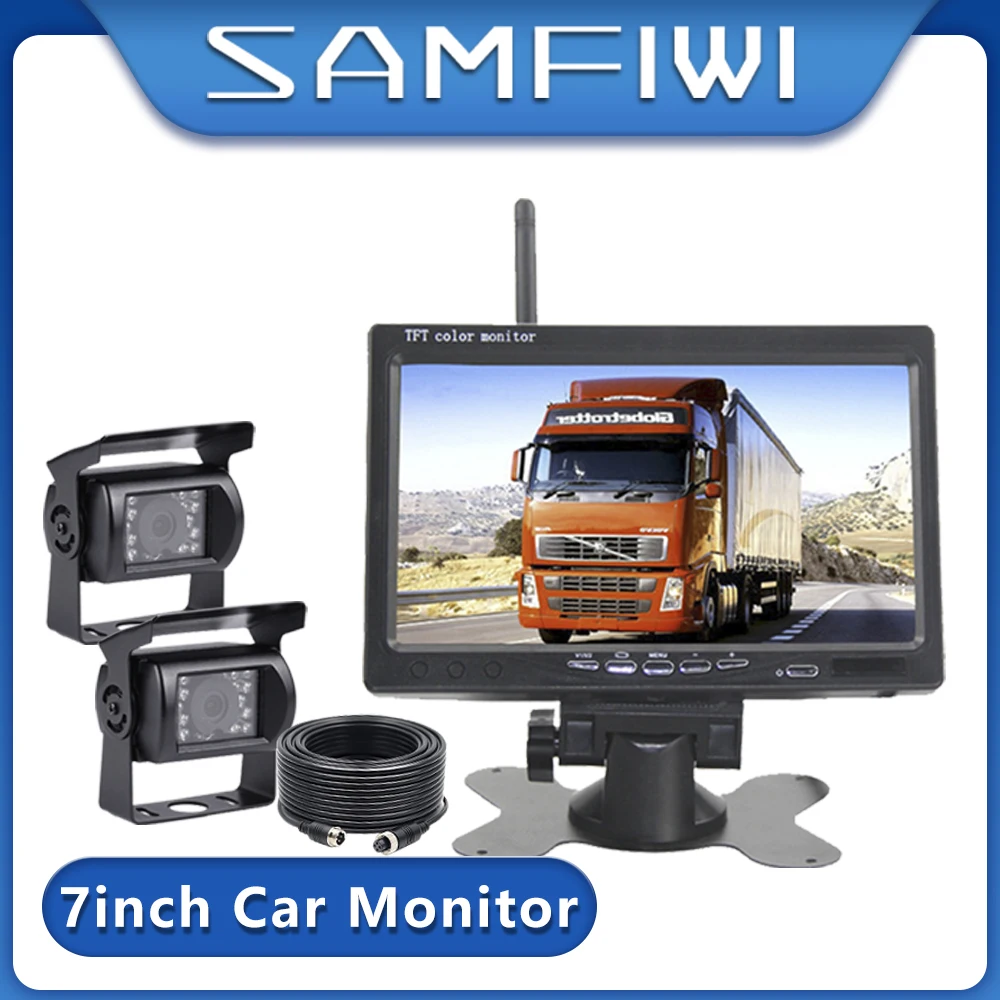 

7" LCD Color TFT Rear View Monitor 800*480 for Bus Truck RV IR LED Back up Reverse Camera 4-pin Connector