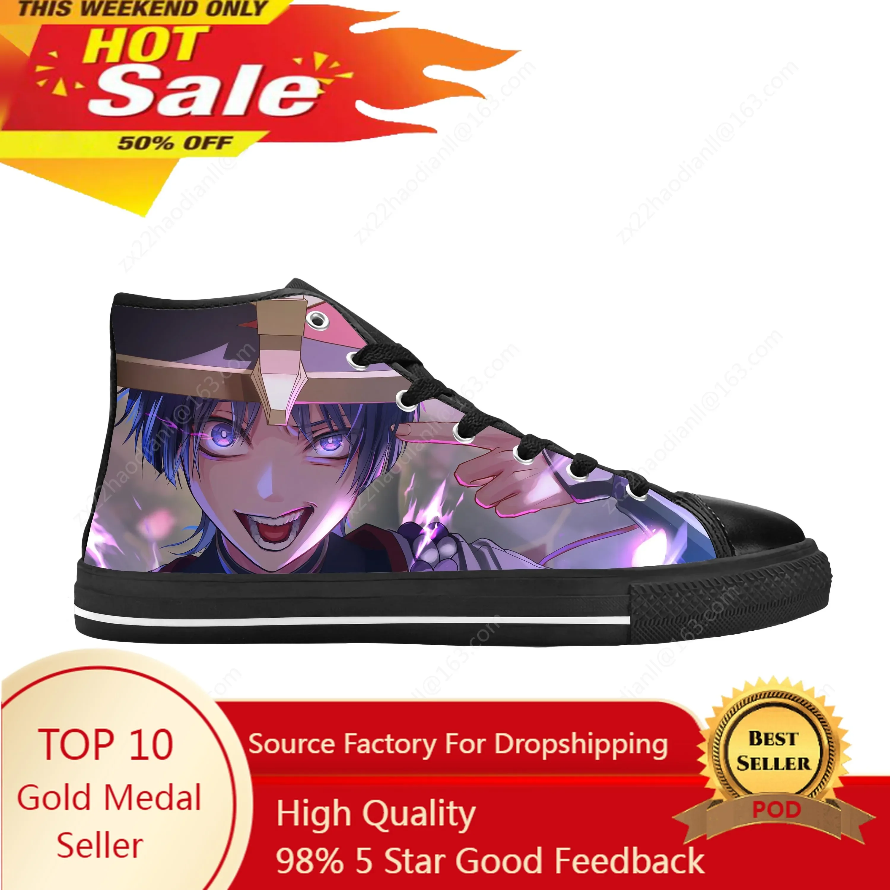 Anime Manga Cartoon Genshin Impact Scaramouche Casual Cloth Shoes High Top Comfortable Breathable 3D Print Men Women Sneakers
