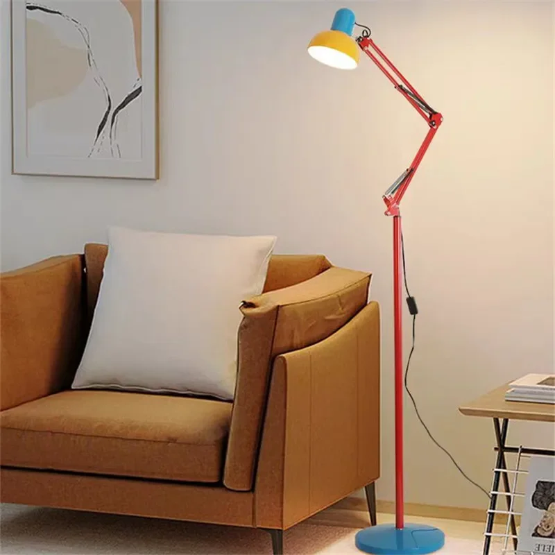 

Mechanical Arm Decorative Art Floor Lamp Color Long Arm Telescopic Station Lamp Living Room Bedroom E27 Rotatable Lamp