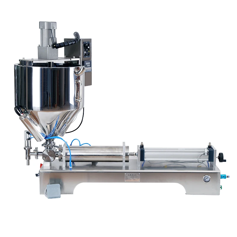 

Pneumatic Paste Filling Machine with Mixing & Heating Function for Chili Sauce Hot Pot Base Seasoning Sauce Filling Equipment