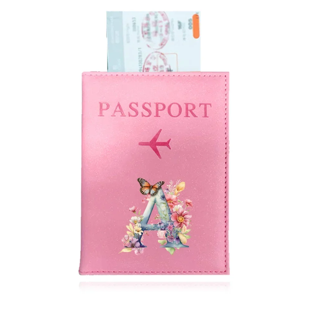 Funda de pasaporte con estampado de letras de mariposa para mujer, tarjetero de identificación para niñas y niños, billete de viaje, funda de pasaporte, envío directo