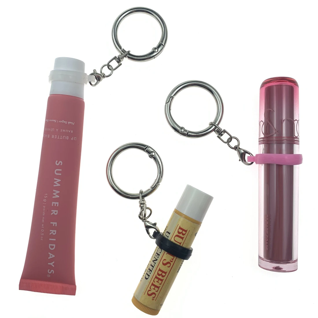 Pingente Eletrônico Portátil para Brilho Labial, Chaveiro Decorativo para Brilho Labial com Anel de Silicone de 13mm e Elástico
