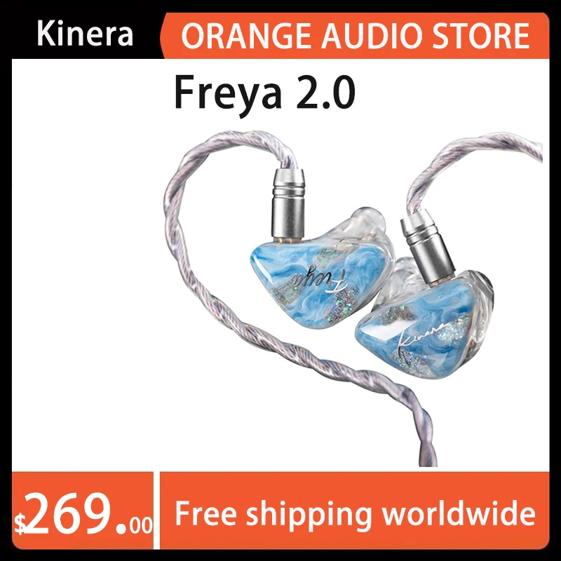 Kinera Freya 2.0 In-Ear Earphones Freya2 IEM 1DD+3BA Hybrid Driver Headphones Monitor Earbuds with Detachable Cable 2PIN 0.78mm