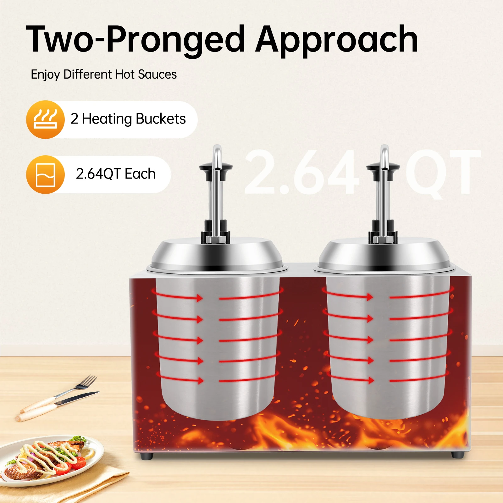 1600W Electric Double Cylinder Chocolate Sauce Warmer