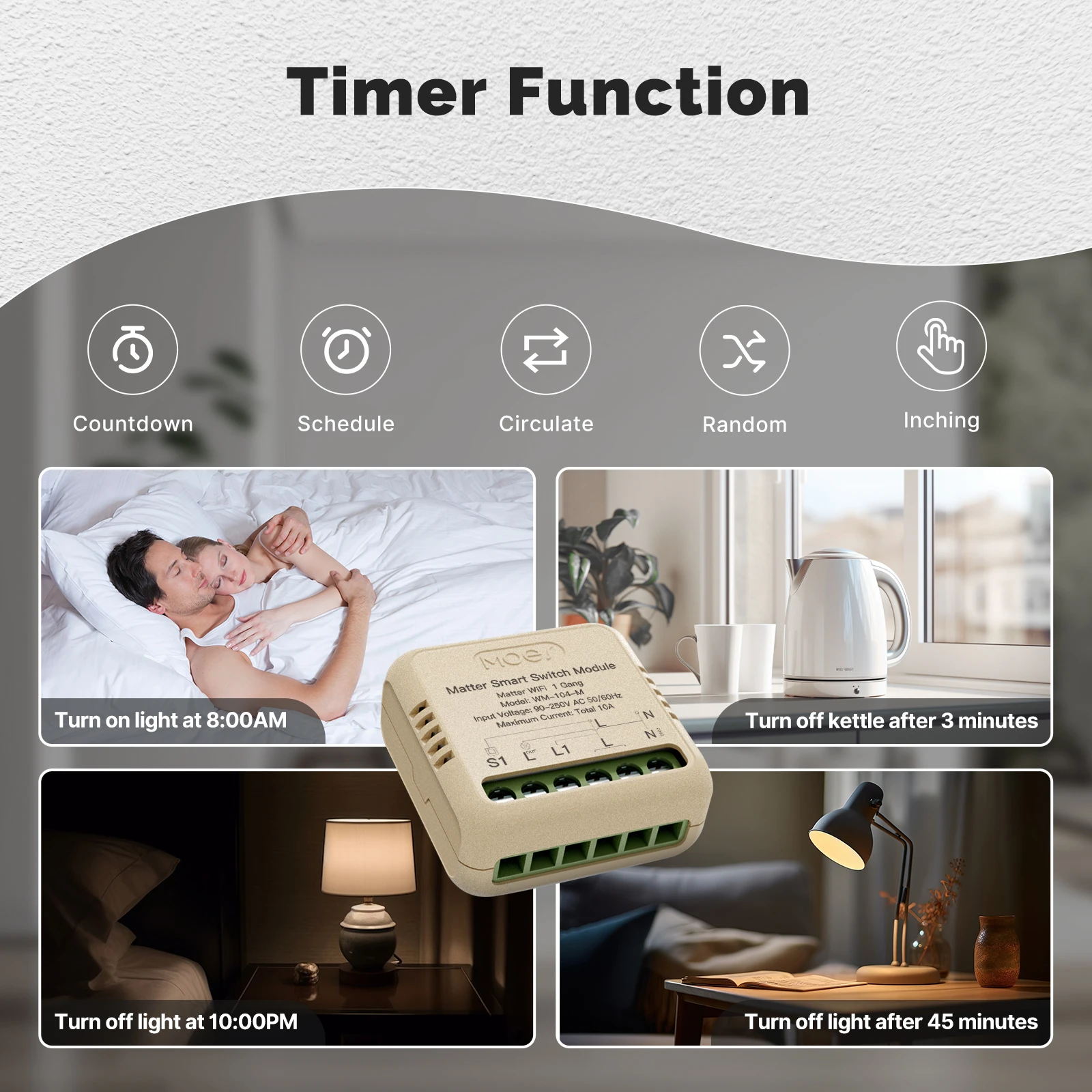Tuya WiFi Matter Mini Smart Switch Module Relay Timer Home Automation App Remote