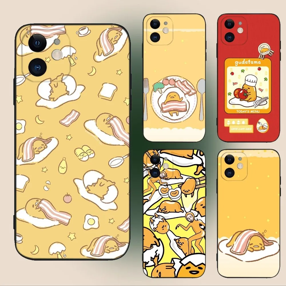 G-Gudetama Egg Cute Phone Case For iPhone 15,14,13,12,11,Plus,Pro Max,XS,X,XR,SE,Mini,8,7 Soft Silicone Black Cover