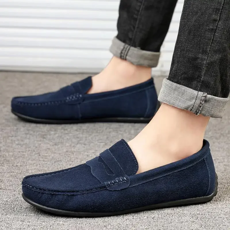 

Soft Leather Men's Spring and Autumn Summer Moccasins Slip-on Driving Shoes Men's Leather Lazy Shoes