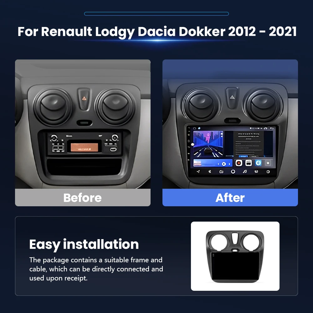 Android 16 Car Radio For Renault Lodgy Dacia Dokker 2012 2013 - 2020 2021 Autoradio Carplay WIFI+4G GPS Multimedia Stereo Player