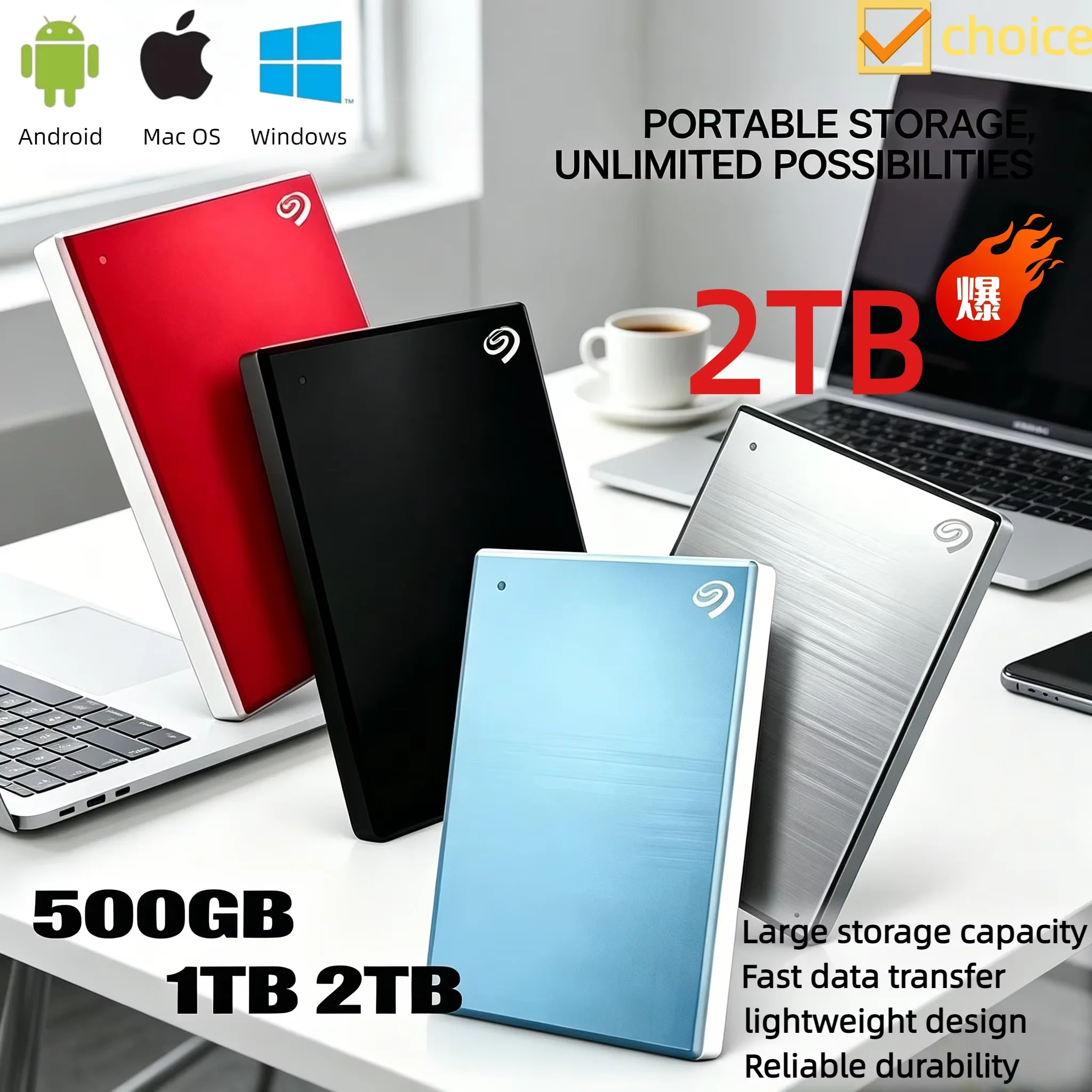 

For Seagate External 2TB Encrypted USB 3.0 Mobile Hard Drive with 5TB Expansion Capacity, Genuine 4TB Storage