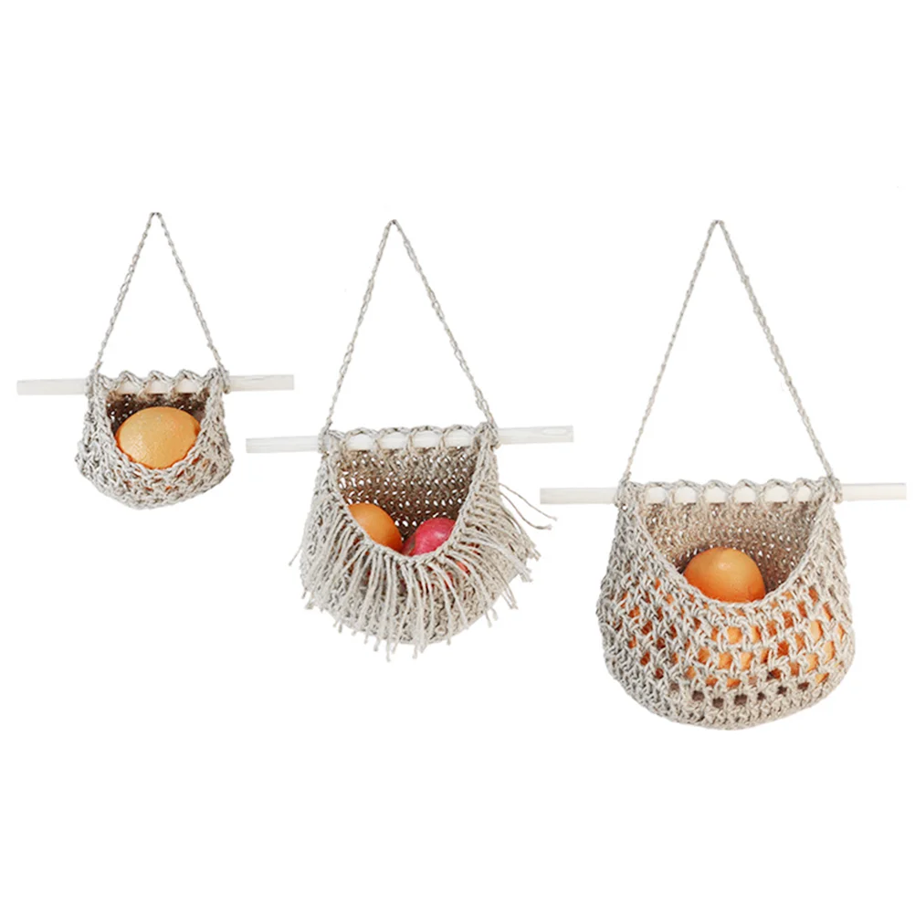 Fruit Hanging Basket Storage Fruits Manual Banana Kitchen Household Cotton Rope