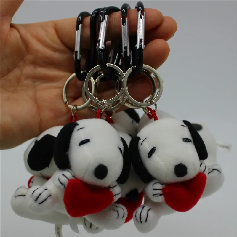 

10piece per lot Snoopy dog KEY CHAIN animal plush toys Peanuts Snoopy with love heart snoopy pendant toys Valentines Gift