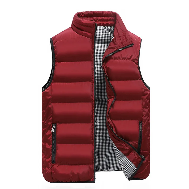 2024High Quality Brand Coats Vest Jacket Men\'s Fall and Winter Casual Comfortable Sleeveless Solid Color Thickened Cotton Jacket