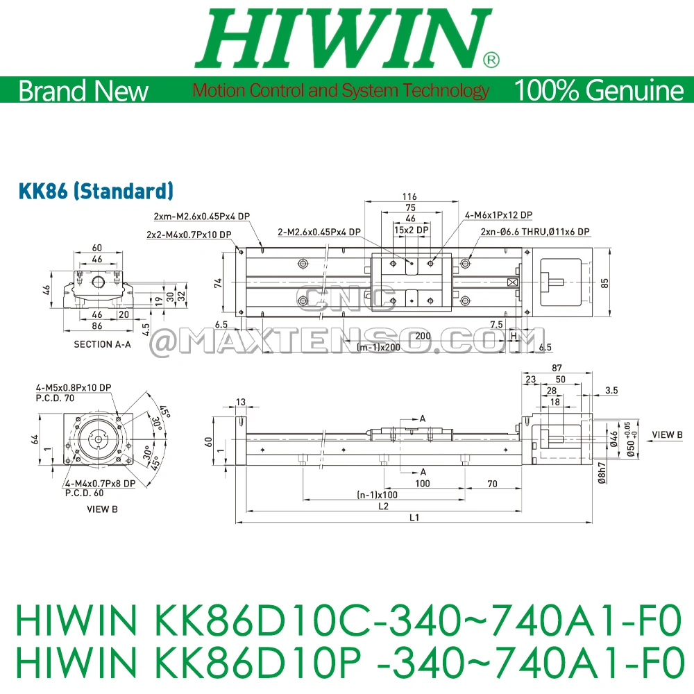 Genuine HIWIN KK86 Module Single-Axis Robot Industrial KK86D10C KK86D10P Linear Slide Stages High Accuracy Stiffness Ball Screw