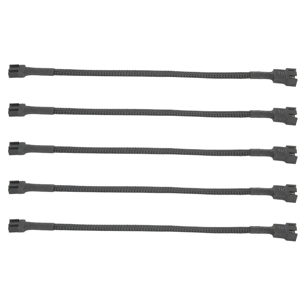5PCS Practical 4-Pin Extension Cable 30cm Braideds rope PWM Fan Cable Black CPU Fan Cable Computer Graphics Cards