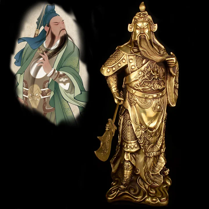 Eficaz protección para el hogar de la OFICIAL #   Estatua de bronce TALL Guandi de 37 CM Talismán #   Dibujo de dinero Dios marcial de la riqueza guan gong