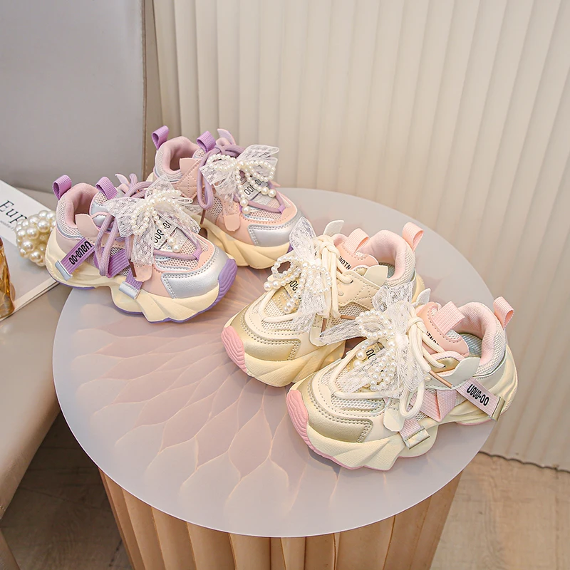 

Fashion Versatile Sneakers for Girls 2025 New Autumn Toddler Walking Shoes Non-slip Breathable Comfort School Basketball Shoes