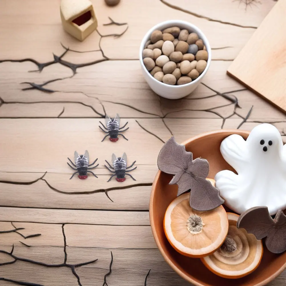 120 個の偽ハエリアルな小さなプラスチックハエのいたずら装飾ハロウィーンエイプリルフール用偽虫プラスチック虫