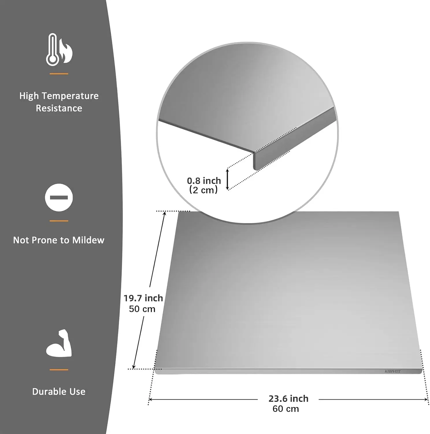 Large Stainless Steel Cutting Board 23.6x19.6 Inches, Heavy Duty Kitchen Chopping Board with Lip for Meat Vegetables Bread