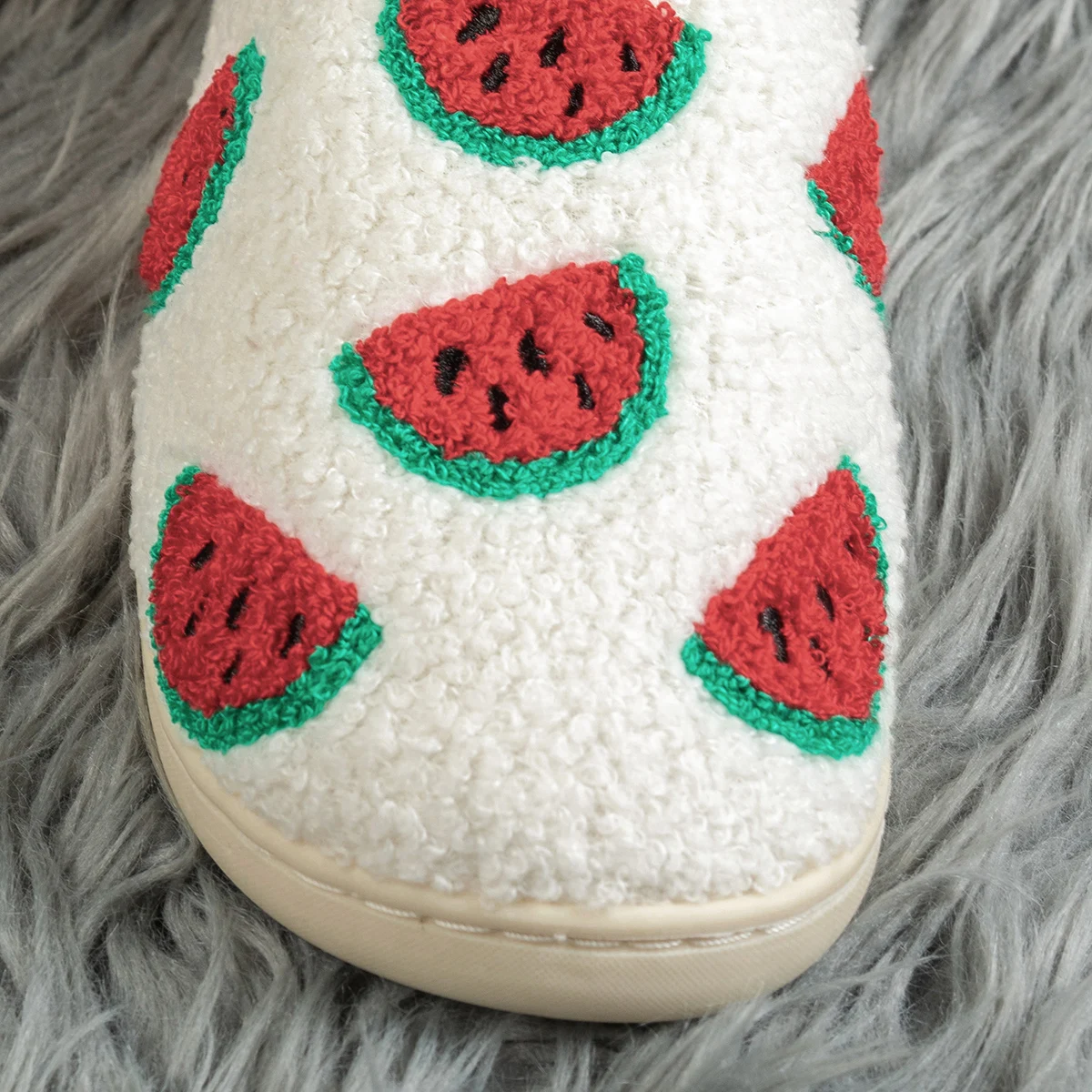Cartoon Fruit Watermelon Fashion Warm Bedroom Women's Slippers Indoor Winter Non Slip Soft Sole Comfortable Cute Home Mute Shoes - view 6