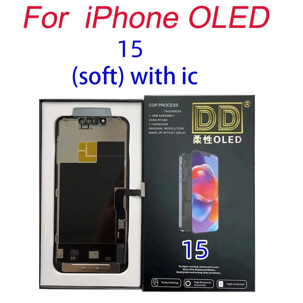 NO IC OLED Display For iPhone 13 14 15 13Pro 14Pro 15Pro 15Pro Max 13promax 14plus  LCD Solve Non-Genuine Screen Pop Up Problem