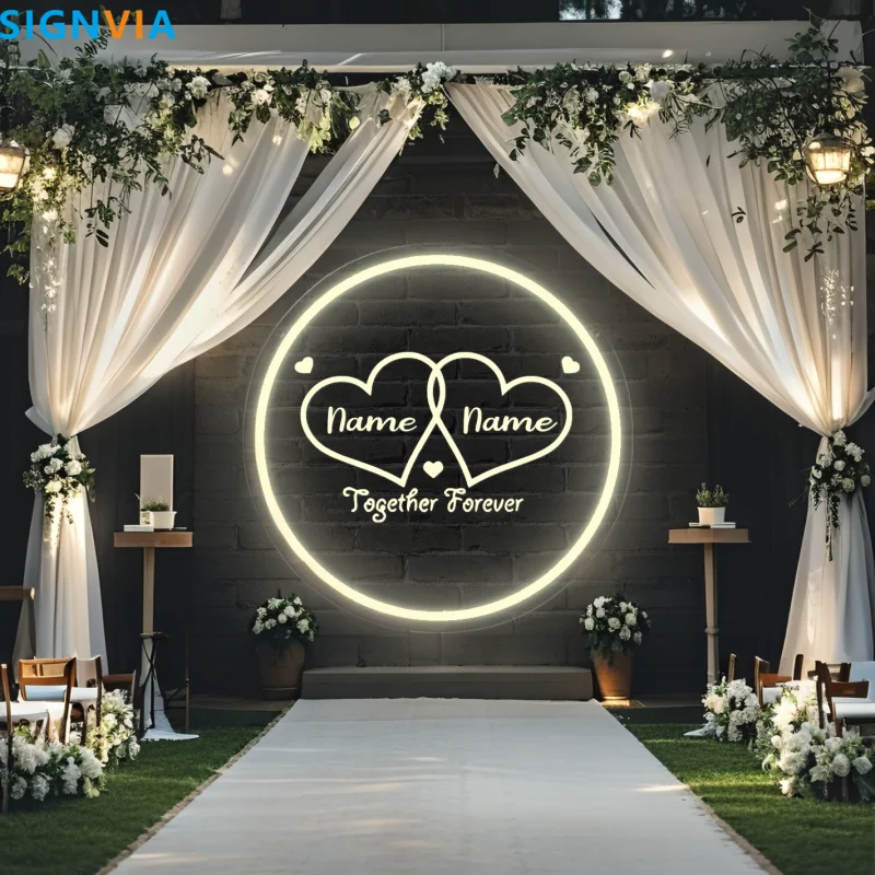 

Custom Name & Heart LED Neon Light USB-Powered Wall Decor for Wedding Couples Anniversaries Personalized Gift for Home & Events