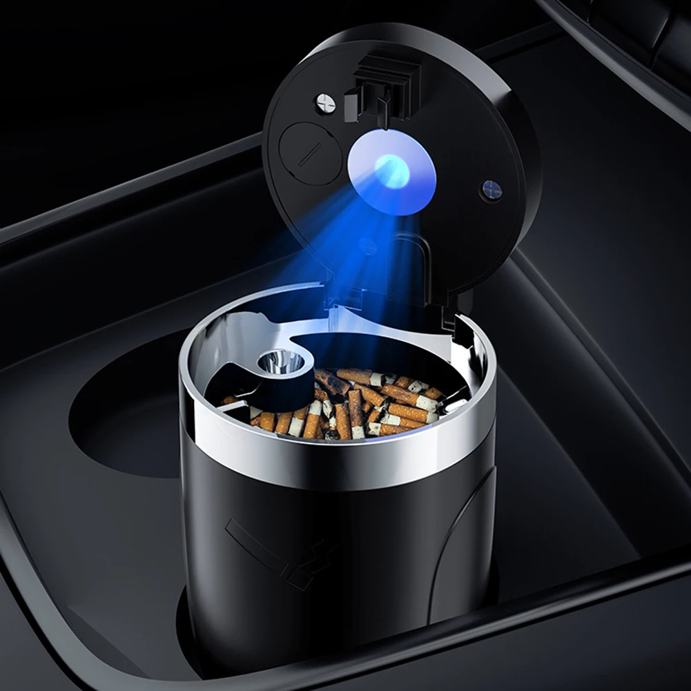 Plastic Car Ashtrays Bucket With Lid/LED For Smokers Auto Self Extinguishing Ash-Tray For Most Car Type