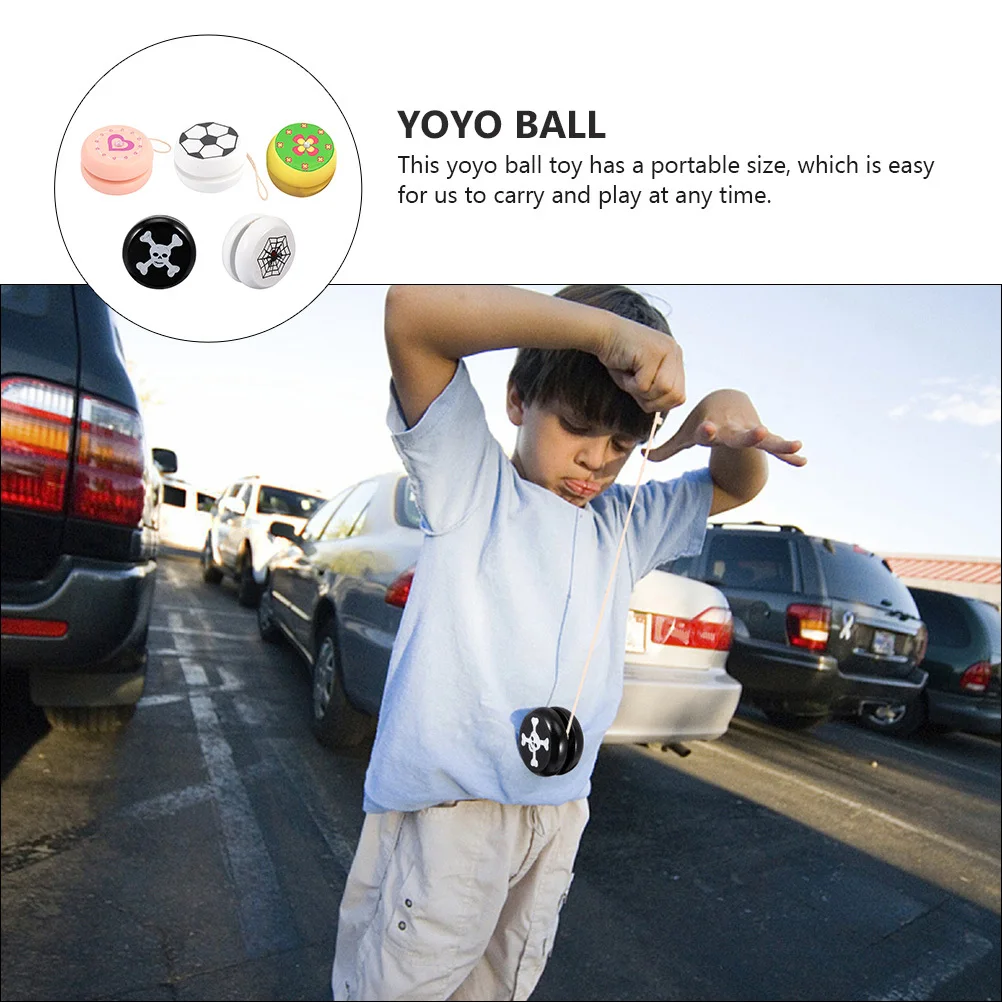 

5Pcs Natural Wood Yoyo Ball Enhance Kid's and Dexterity Finger Yoyo for Boys Girls Educational Play At Home Or Travel
