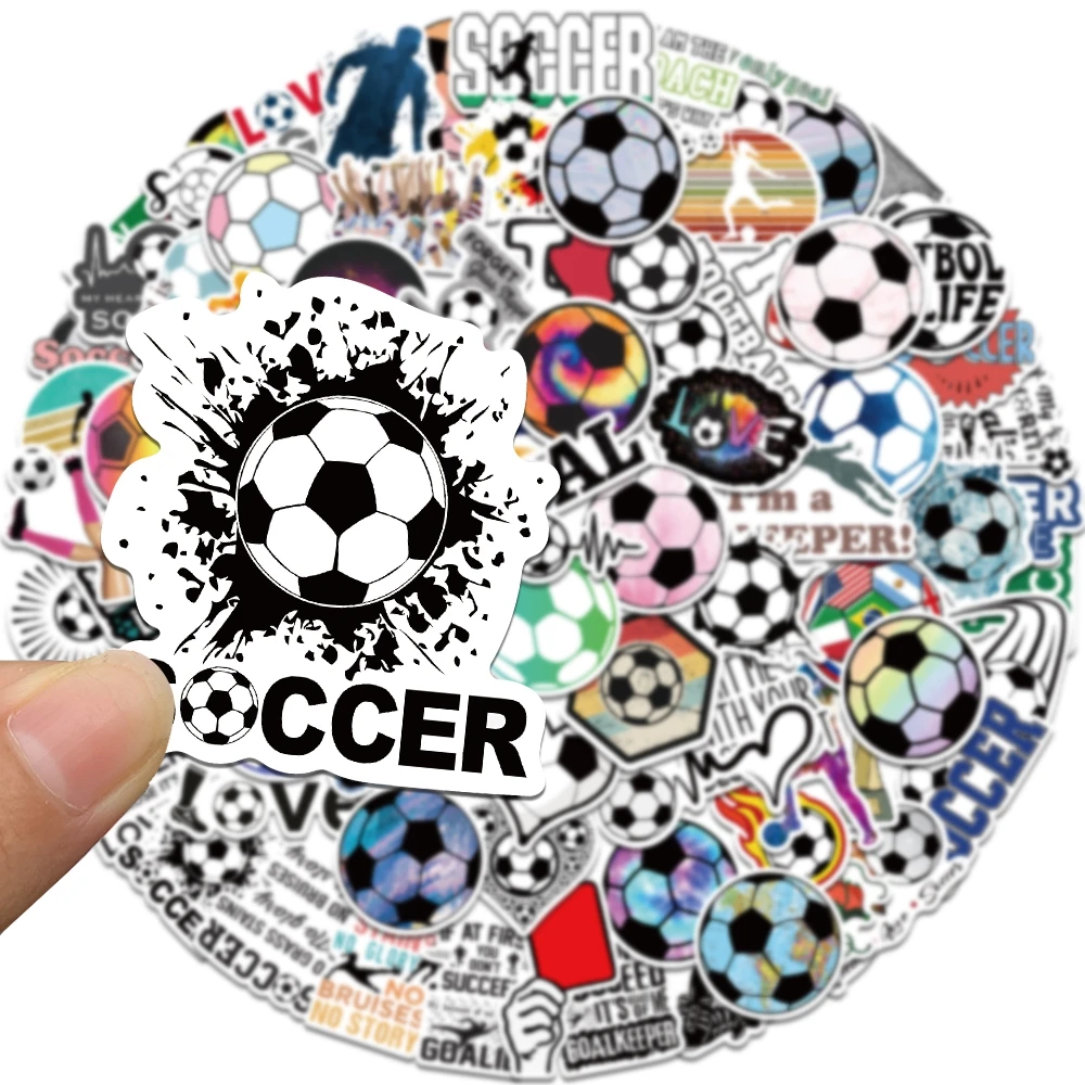 50/100pcs Soccer Stickers Football Sports Waterproof Decals for Laptop Skateboard Helmet Phone Luggage Car Bumper Kids Toys