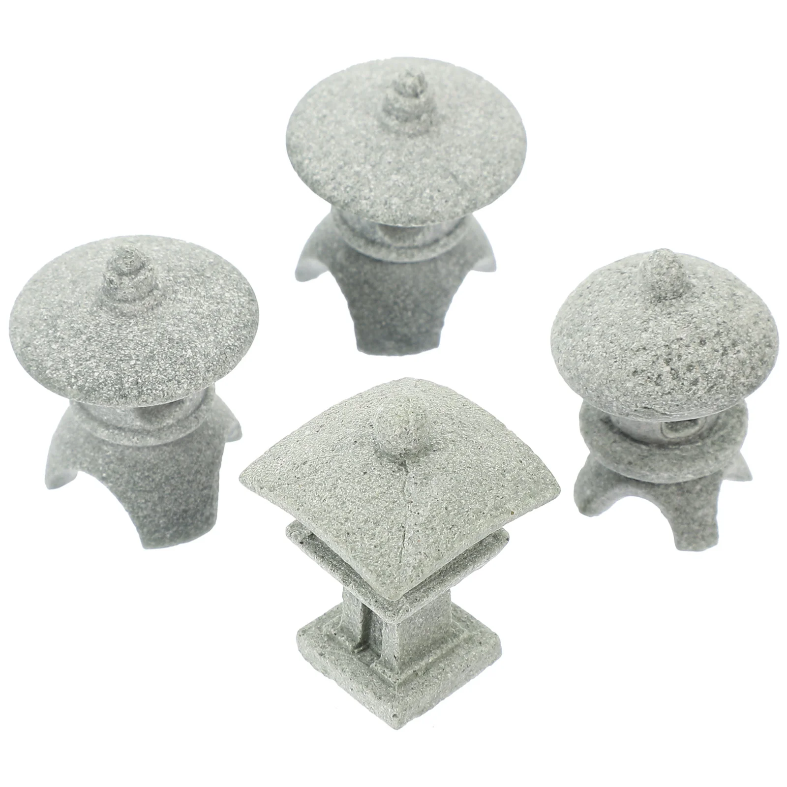 

4 Pcs Premium Sandstone Material Mini Pagoda for Garden Fish Tank Unique Decor Tiny Model Decorations Miniature Statue