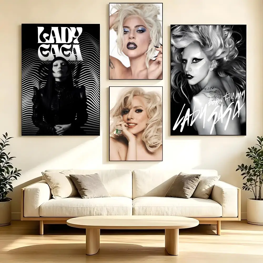 Singer Lady Gaga Poster poster Self-adhesive wall stickers, suitable for room decoration, high-quality printing.